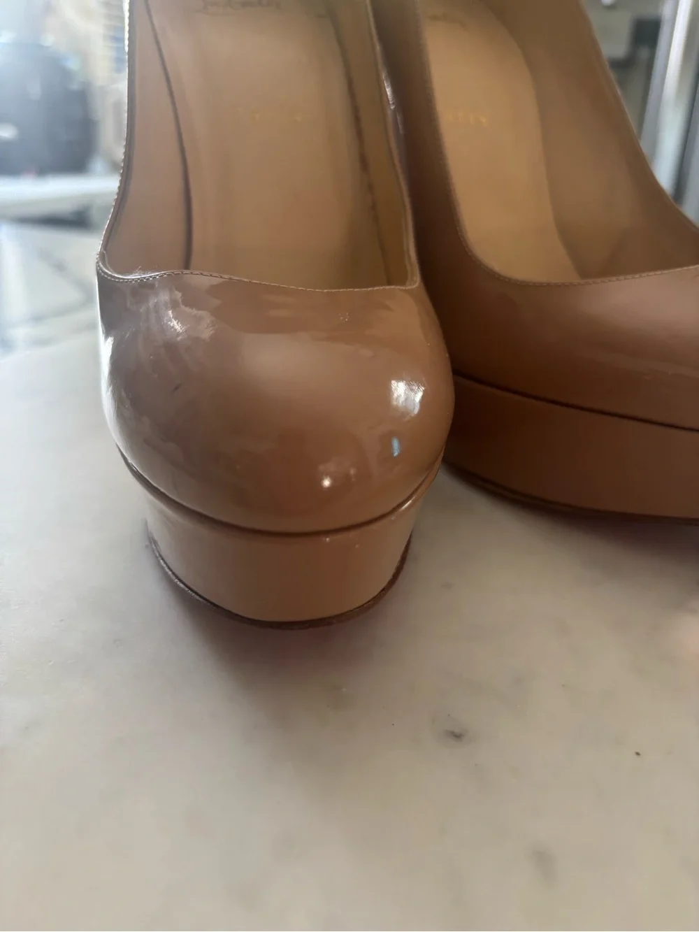 Christian Louboutin Patent Leather Nude Pumps